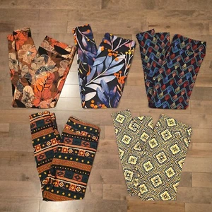 LuLaRoe Leggings Bundle 5 Pack Lot Tall & Curvy TC Leaves Geometric Patterns! - Picture 1 of 16