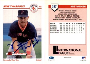 Mike Twardoski Signed 1991 Line Drive AAA #357 Card Auto