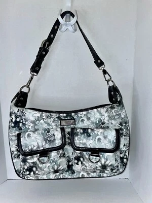 Gigi Hill Los Angeles WhiteBlack Floral Purse 16x10x4 Adjustable/Removable Strap - Image 1 of 4