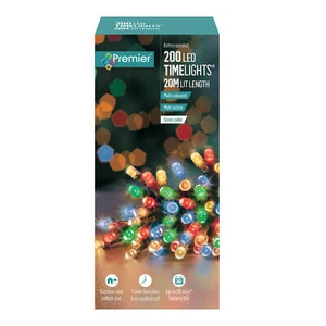 Christmas 200 Battery Timer LED Lights Indoor or Outdoor - Multi-colour - Picture 1 of 2