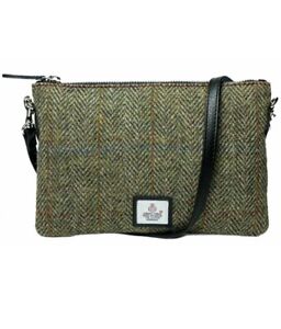 HARRIS TWEED Scotland NWT Authentic Clutch Bag - Green Herringbone