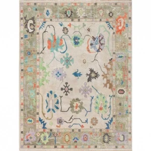 Rug Turkish Oushak Carpet Design Traditional Handmade Ft Delightful New Rug 9X12 - Picture 1 of 4