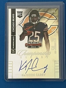 Tarjeta Ka'Deem Carey 2014 Panini Contenders #223 boleto de novato autógrafo Bears/49 - Imagen 1 de 8
