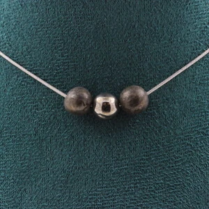 Halskette 3 Perlen Pyrit Spanien 8 Mm. Kette aus Edelstahl Armbanduhr Women's - Bild 1 von 6