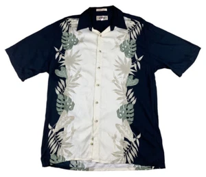 Campia Moda Vacation Hawaiian Button Down Floral Black Shirt Men's Medium - Picture 1 of 3