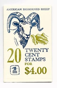 US #BK142 20c Booklet of 20 1982 AMERICAN BIGHORN SHEEP Stamp Plate #3 MNH - Picture 1 of 2