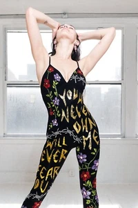 Pailletten Body Pailletten Overall Bodysuit Perlen You Will Never Own Me NEU Rave - Bild 1 von 8