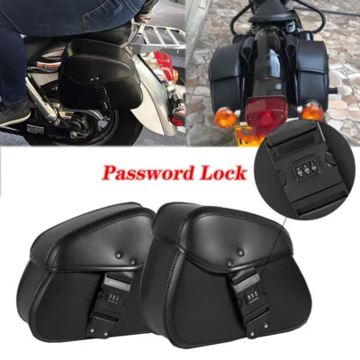 Motorcycle Side Saddle Bags W/ Password Lock For Harley Heritage Softail Classic - Imagem 1 de 4