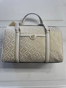 MICHAEL KORS TRAVEL MEDIUM DUFFLE SATCHEL SHOULDER BAG PURSE MK PALE NWT $678 - Picture 1 of 6