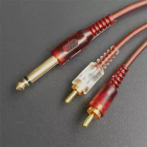 1/4" 6.35mm TRS Male Plug to Dual RCA Stereo Audio Cable Connector Y Splitter - Picture 1 of 2
