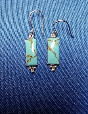 SUNDANCE catalog .925 Sterling Silver BLUE Turquoise Earrings - NEW - Image 1 of 3