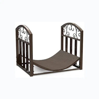 Soporte para Leña con Diseño de Pergamino Decorativo - Metal Exterior Interior Tronco... Foto 1 de 4