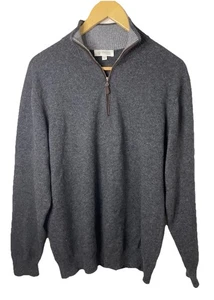 Kinross Gray 1/4 Zip Cashmere Mock Neck Sweater Men Sz Med Elegant Soft Comfort - Picture 1 of 12