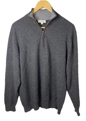 Suéter Kinross Gris 1/4 Cremallera Cachemira Cuello Simulado Hombres Talla Med Elegante Suave Comodidad Foto 1 de 4