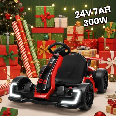 24V Electric Go Kart for Kids 2x150W Motor Drift Kart Adjustable Seat Xmas Gift - Image 1 of 4