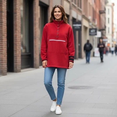 Adrienne Vittadini Sport Womens Sz L Heavyweight Pullover Zipper Pocket Nautical - Image 1 of 4