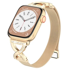 Lazo de malla delgada compatible con correas de reloj Apple para mujer 44 mm 45 mm 46 mm serie... - Imagen 1 de 8