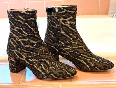 $795 ROCHAS Rocchetta леопард парчи ботильоны 36,5 - Изображение 1 из 4