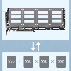NEW U.2 SSD to PCIe X16 Adapter PCIE 4.0 to 4 Disk U.2 SFF- 8639 SSD Riser Cardb - Picture 1 of 9