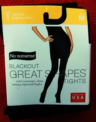 NO NONSENSE BLACKOUT GREAT SHAPES TIGHTS  ~ BLACK ~ SIZE: MEDIUM~ USA ~ AA - Image 1 of 3