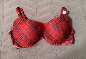 Sujetador push up Victoria's Secret rosa logotipo rojo a cuadros usar en todas partes ~ 38D ~ ¡NUEVO CON ETIQUETAS! - Imagen 1 de 7