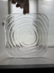 Simon Pearce Crystal Thetford 10” Square Glass Plate Spiral Handblown Signed - Picture 1 of 8