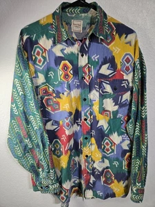 Camisa vintage Western Plains abotonada para hombre talla grande colorida de vaquero estampada de colección - Imagen 1 de 12