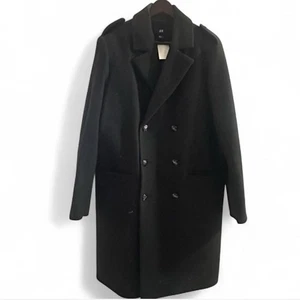 Brand New H&M Black Wool Blend Overcoat Size US 44R - Picture 1 of 6
