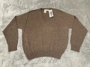 Maglione vintage Jantzen uomo grande marrone acrilico preppy scollo a V golf pullover USA - Foto 1 di 8