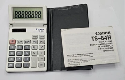 Used VTG Canon Calculator Tilt Display Solar TS-84H Case, Manual, Free Shipping  - Image 1 of 4