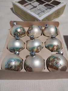 Vintage Coby 9 Glas geschrumpft Weihnachtsschmuck Tiere Engel Krippe lesen - Bild 1 von 11