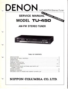 Original Denon TU-450 Service Manual with Fold-out Schematics and Diagrams - Picture 1 of 1