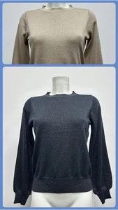 Ex M&S Ladies Lurex Sparkle Round Neck Long Sleeve Jumper/Top Sizes 6-20 - Picture 1 of 15