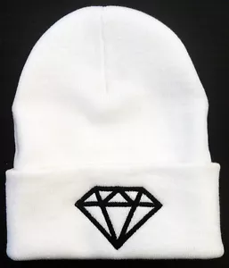 ***DIAMOND*** DIAMOND SUPPLY CO DMND SUPREME Cuff Beanie Cap Hat **WHITE** - Picture 1 of 1