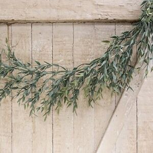 New Primitive Cottage Farmhouse DUSTY GREEN GARLAND Herb Leaves Swag Vine