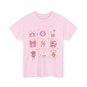 Women Cotton Tee Valentines Day Love Shirt, Heart top Cute Pink,Valentine's Gift - Picture 1 of 16