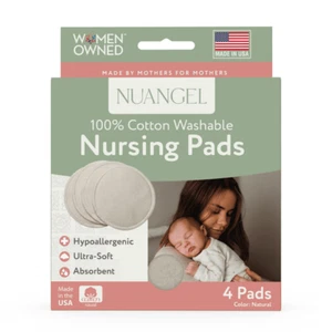 NuAngel Cotton Washable Reusable Nursing Pads, Beige, 4 Count - Picture 1 of 3