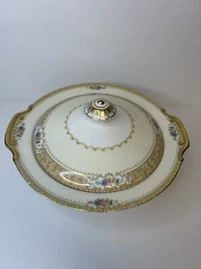 Noritake Round Covered Vegetable Serving Bowl w/ Tab Handles Pattern Uncertain - Picture 1 of 8