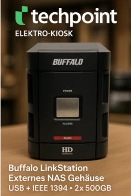 💾 Buffalo LinkStation Externes NAS Gehäuse USB + IEEE 1394  2x 500GB ✅ Händler - Bild 1 von 4