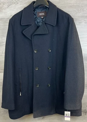 New Michael Kors Peacoat Men's 2XL XXL Dark Gray Winter Wool Coat NWT Defects - Image 1 of 4