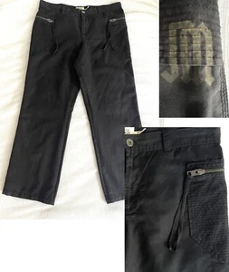 VTG MENS XL 37x32 JUICY COUTURE Black Wide Leg Pants Zipper Pockets Black Grunge - Picture 1 of 15