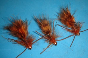 Fliegenfischen Fliegen - Brown GOLD JIGGER Streamer, Größe #10 (6 Stück) - Bild 1 von 6