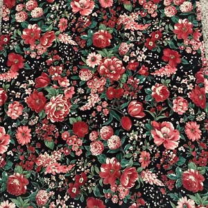 Joan Kessler Concord Black Red Pink Calico Print Cotton Quilt Fabric Shabby Chic - Picture 1 of 4