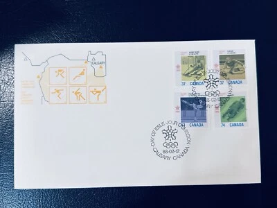 Canadá FDC 1988 Juegos Olímpicos de Invierno CALGARY MATASELLOS Foto 1 de 2
