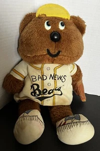 Vtg Knickerbocker Bad News Bears 14” Baseball Bear W/ Uniform Baseball Mitt - Picture 1 of 8