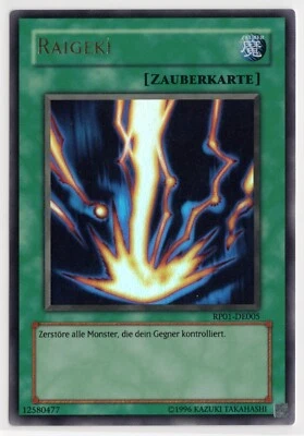 Yugioh GERMAN Raigeki RP01-EN005 DE005 Ultra Rare Moderate Play - Image 1 of 2