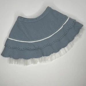 Janie and Jack Skirt Girls 2T Blue Wool Blend Scallop Lace Trim - Picture 1 of 6