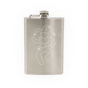 Medieval Stickman #10 - Jester Dance Pointed Bell Hat-8oz Stainless Steel flask - Picture 1 of 1