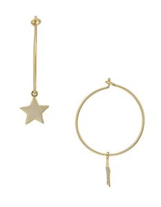 $108 AQUA Star Charm Hoop Earrings in 14K Gold-Plated Sterling Silver - Picture 1 of 3