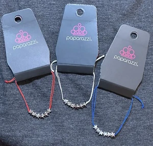 Lote de 3 Pulseras Joyería Paparazzi Cuatro de Julio Ajustables - Imagen 1 de 3